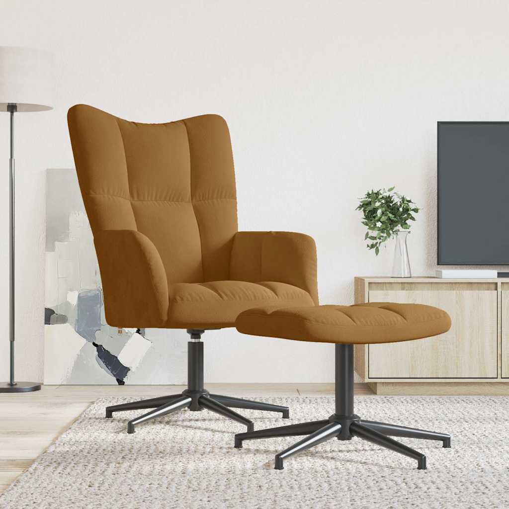 vidaXL Relaxing Chair with a Stool Velvet