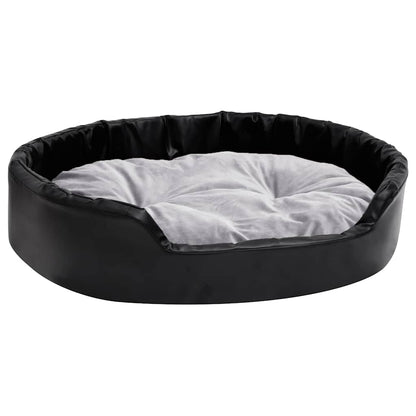 vidaXL Dog Bed Black and Grey 90x79x20 cm Plush and Faux Leather 2