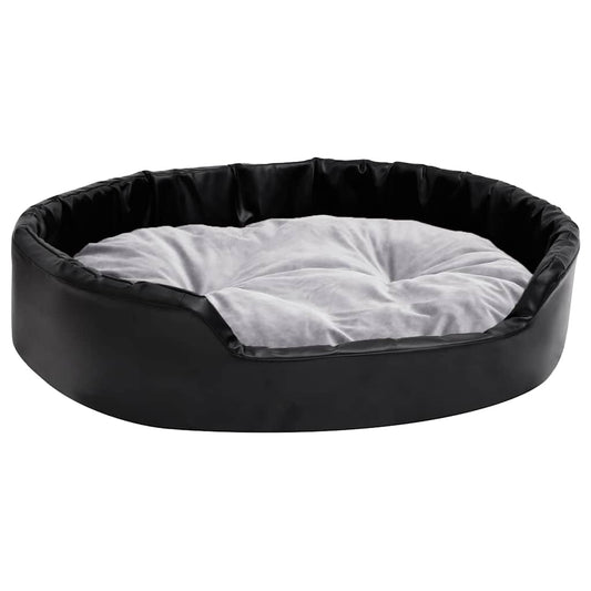 vidaXL Dog Bed Black and Grey 90x79x20 cm Plush and Faux Leather 2