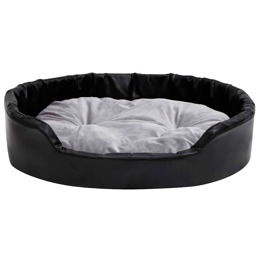 vidaXL Dog Bed Black and Grey 90x79x20 cm Plush and Faux Leather 3