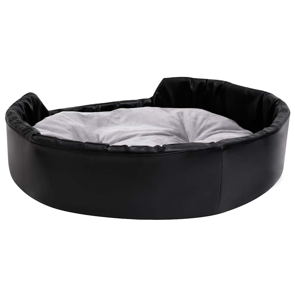 vidaXL Dog Bed Black and Grey 90x79x20 cm Plush and Faux Leather 5