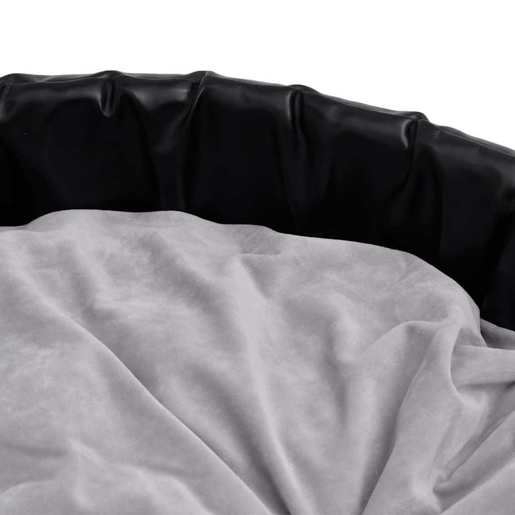 vidaXL Dog Bed Black and Grey 90x79x20 cm Plush and Faux Leather 6