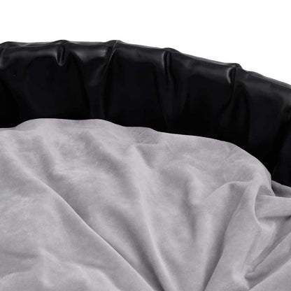 vidaXL Dog Bed Black and Grey 90x79x20 cm Plush and Faux Leather 6