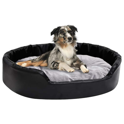 vidaXL Dog Bed Black and Grey 90x79x20 cm Plush and Faux Leather 1