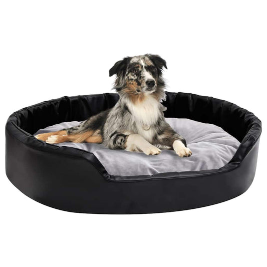 vidaXL Dog Bed Black and Grey 90x79x20 cm Plush and Faux Leather 1