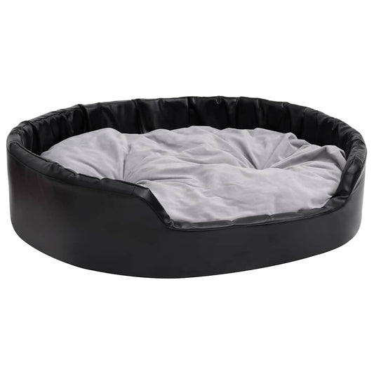 171256 vidaXL Dog Bed Black and Grey 99x89x21 cm Plush and Faux Leather 2