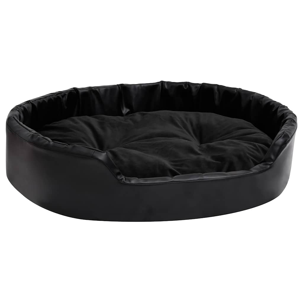 vidaXL Dog Bed Black 90x79x20 cm Plush and Faux Leather 2