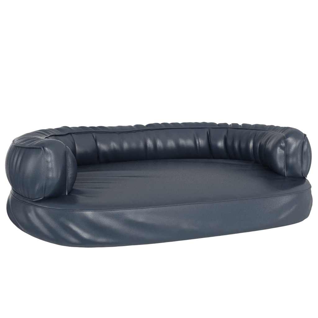 vidaXL Ergonomic Foam Dog Bed Dark Blue 88x65 cm Faux Leather 2