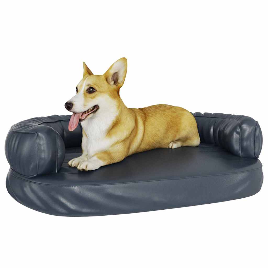 vidaXL Ergonomic Foam Dog Bed Dark Blue 88x65 cm Faux Leather 3
