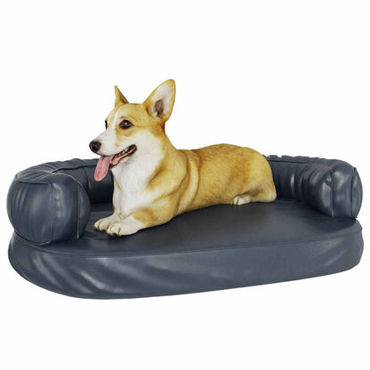 vidaXL Ergonomic Foam Dog Bed Dark Blue 88x65 cm Faux Leather 3