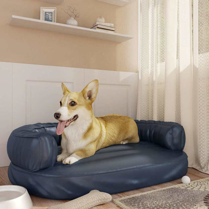 vidaXL Ergonomic Foam Dog Bed Dark Blue 88x65 cm Faux Leather 1