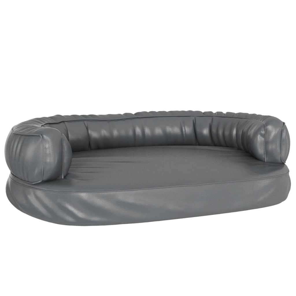 vidaXL Ergonomic Foam Dog Bed Grey 75x53 cm Faux Leather 2