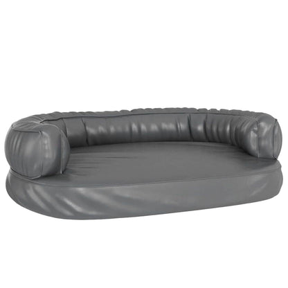 vidaXL Ergonomic Foam Dog Bed Grey 75x53 cm Faux Leather 2
