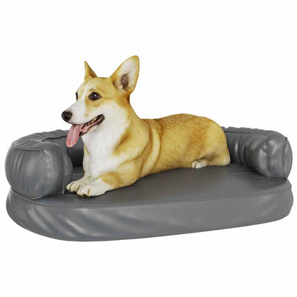 vidaXL Ergonomic Foam Dog Bed Grey 75x53 cm Faux Leather 3