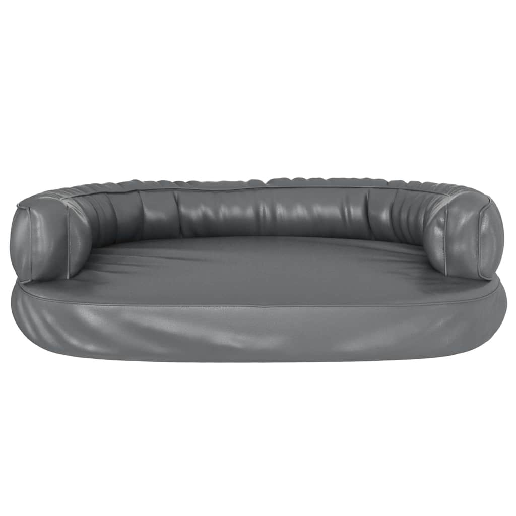 vidaXL Ergonomic Foam Dog Bed Grey 75x53 cm Faux Leather 4