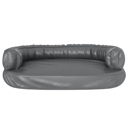 vidaXL Ergonomic Foam Dog Bed Grey 75x53 cm Faux Leather 4