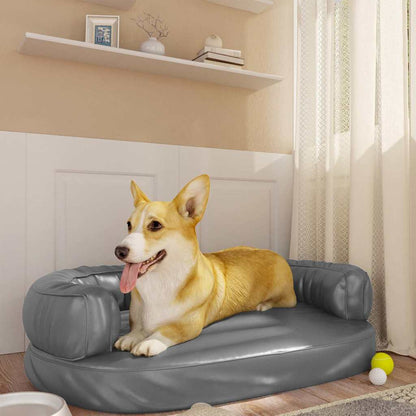 vidaXL Ergonomic Foam Dog Bed Grey 75x53 cm Faux Leather 1