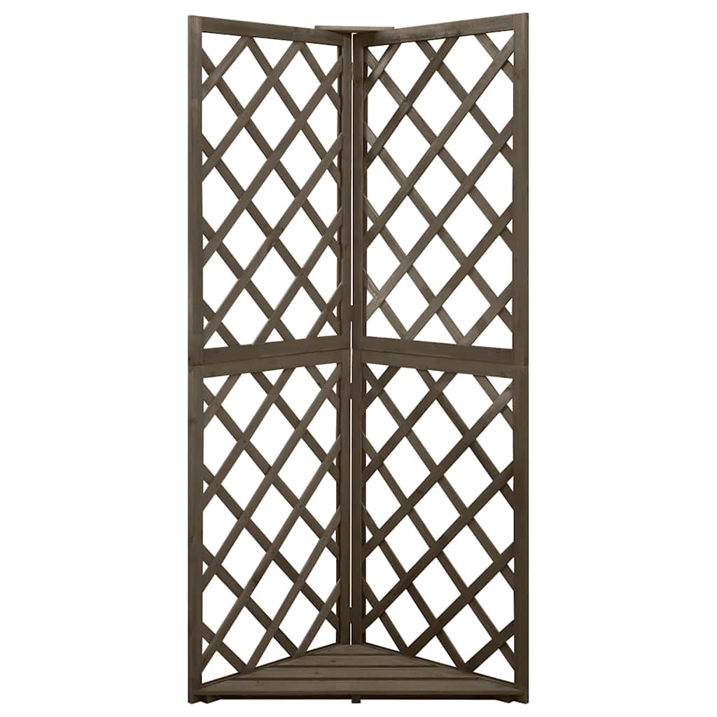 vidaXL Corner Trellis | Grey | Solid fir wood | Compact | Decorative Inlays 2