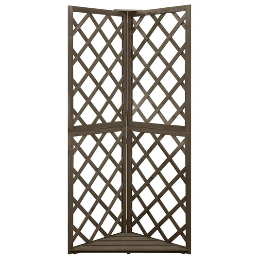vidaXL Corner Trellis | Grey | Solid fir wood | Compact | Decorative Inlays 2