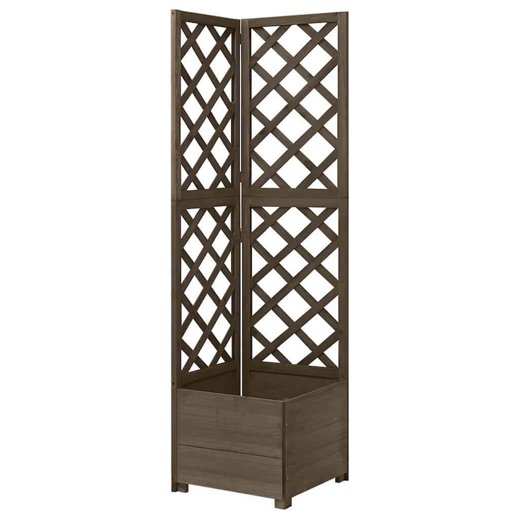 316412 vidaXL Corner Trellis Planter Grey 40x40x150 cm Solid Fir Wood 1