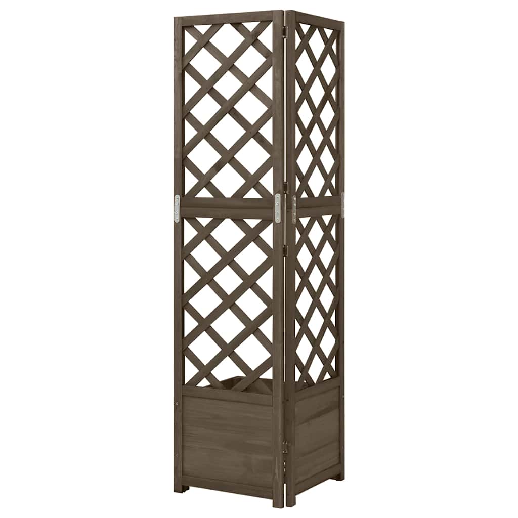 316412 vidaXL Corner Trellis Planter Grey 40x40x150 cm Solid Fir Wood 2