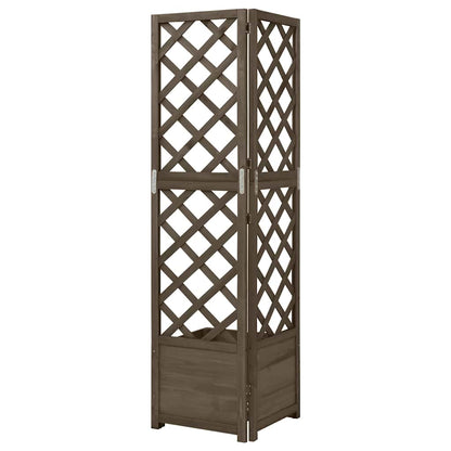 316412 vidaXL Corner Trellis Planter Grey 40x40x150 cm Solid Fir Wood 2