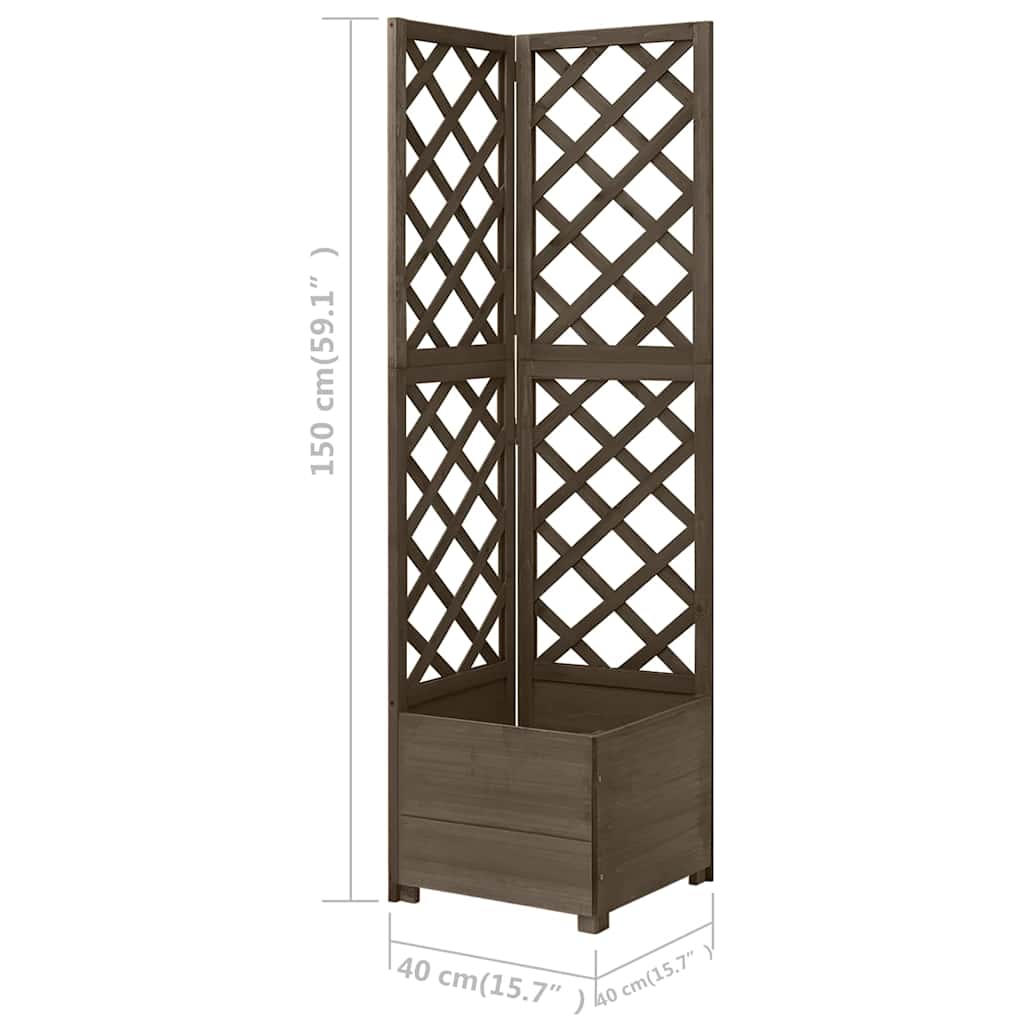 316412 vidaXL Corner Trellis Planter Grey 40x40x150 cm Solid Fir Wood 6