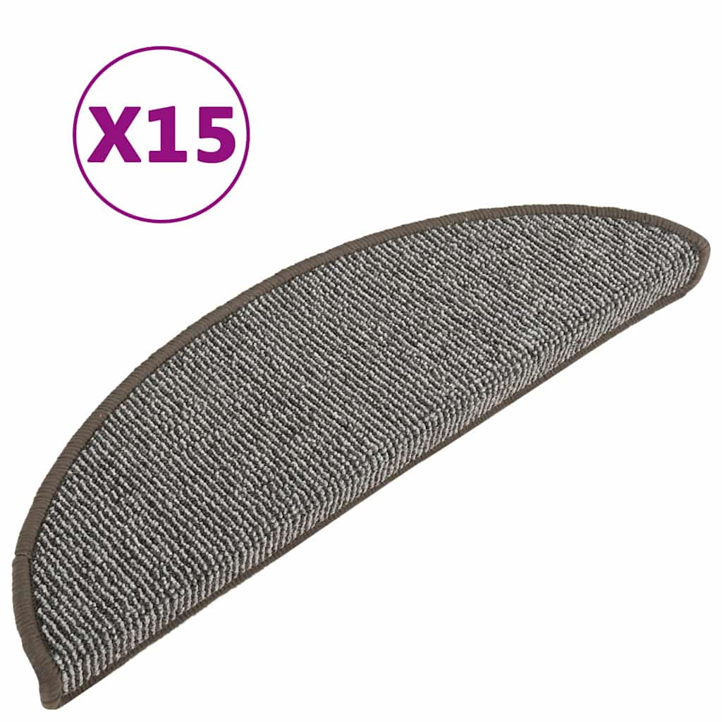 vidaXL Carpet Stair Tread | Set of 15 | Grey | Polypropylene (PP) | 56x17x3 cm 2
