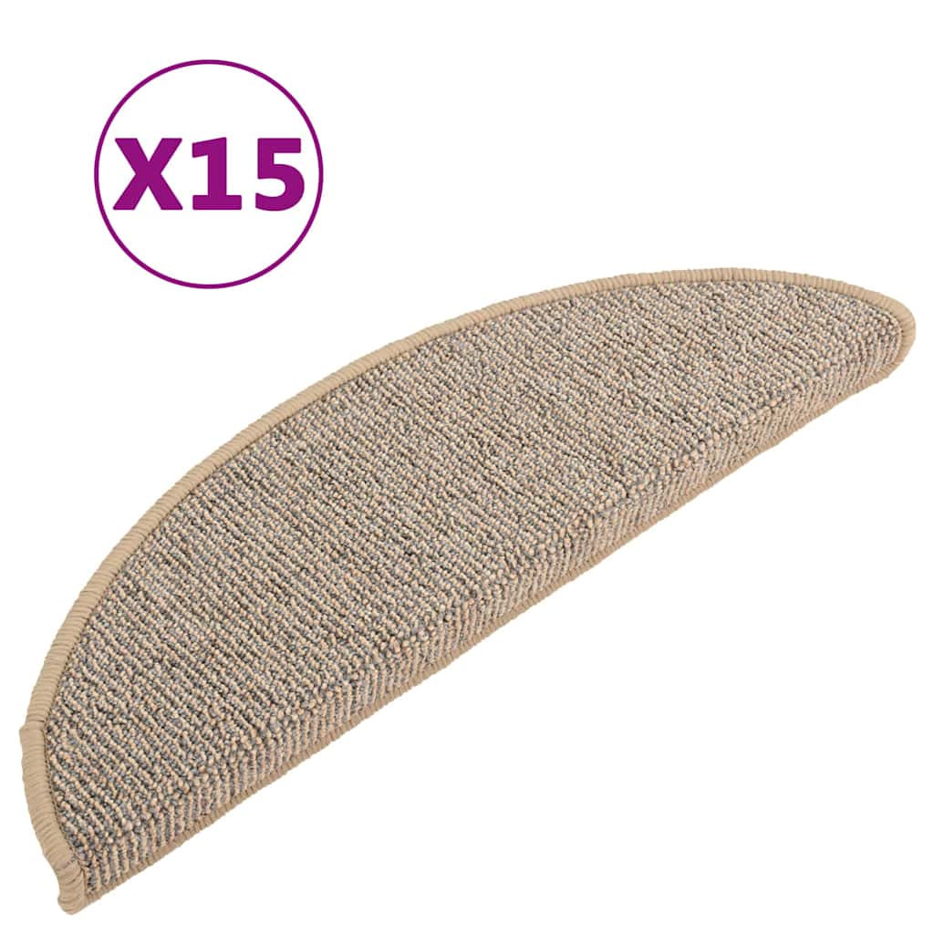 vidaXL Carpet Stair Tread | Set of 15 | Brown | Polypropylene (PP) | 56 x 17 cm 2