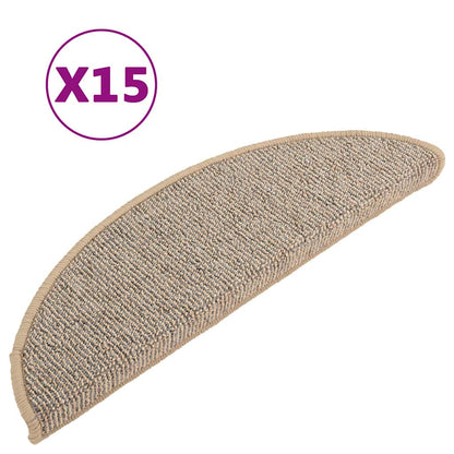 vidaXL Carpet Stair Tread | Set of 15 | Brown | Polypropylene (PP) | 56 x 17 cm 2