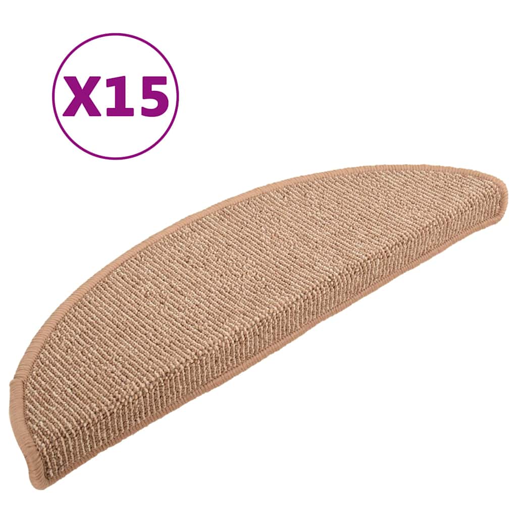 Stair Mats 15 pcs Light Brown Half Round
