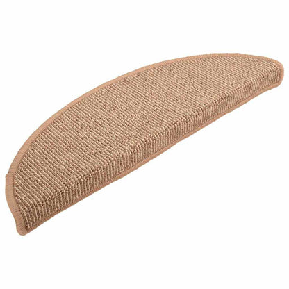 Stair Mats 15 pcs Light Brown Half Round