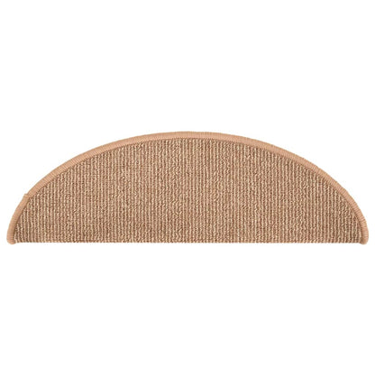 Stair Mats 15 pcs Light Brown Half Round