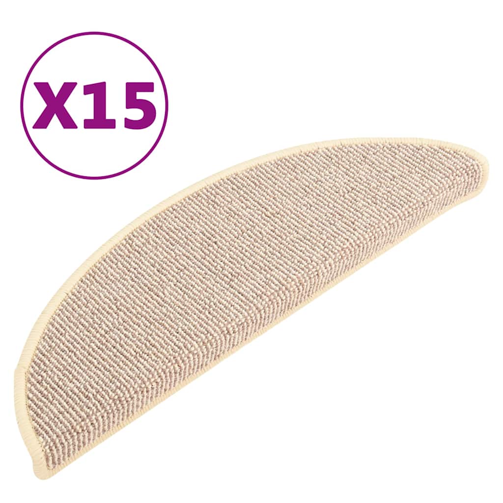 vidaXL Carpet Stair Tread | Set of 15 | White and Brown | 100% PP | 56x17x3 cm 2