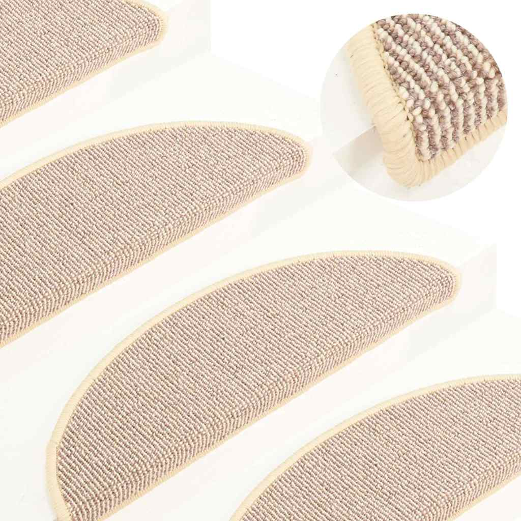 vidaXL Carpet Stair Tread | Set of 15 | White and Brown | 100% PP | 56x17x3 cm 1
