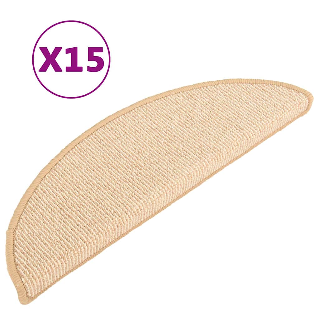 vidaXL Carpet Stair Tread | Set of 15 | Cream | Polypropylene | 56 x 17 x 3 cm 2