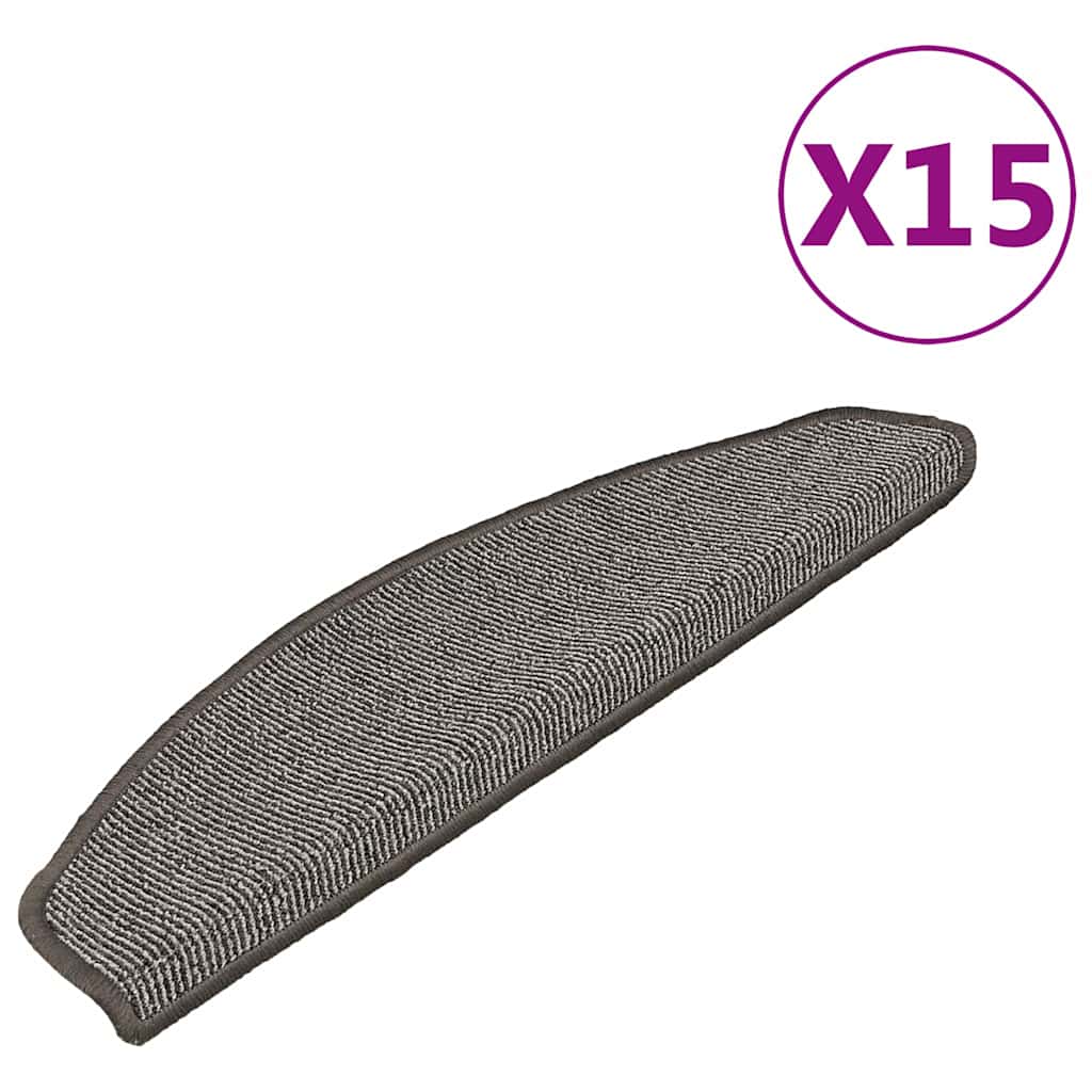 vidaXL Stair Mats 15 pcs 65x21x4 cm Grey Half Round Large 2