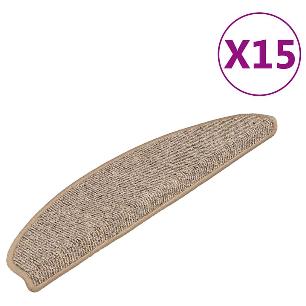 vidaXL Stair Mats 15 pcs 65x21x4 cm Brown Half Round Large 2