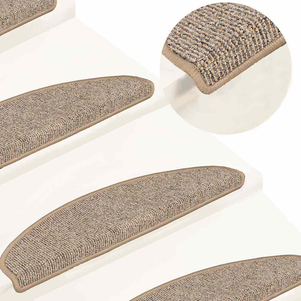 vidaXL Stair Mats 15 pcs 65x21x4 cm Brown Half Round Large 1