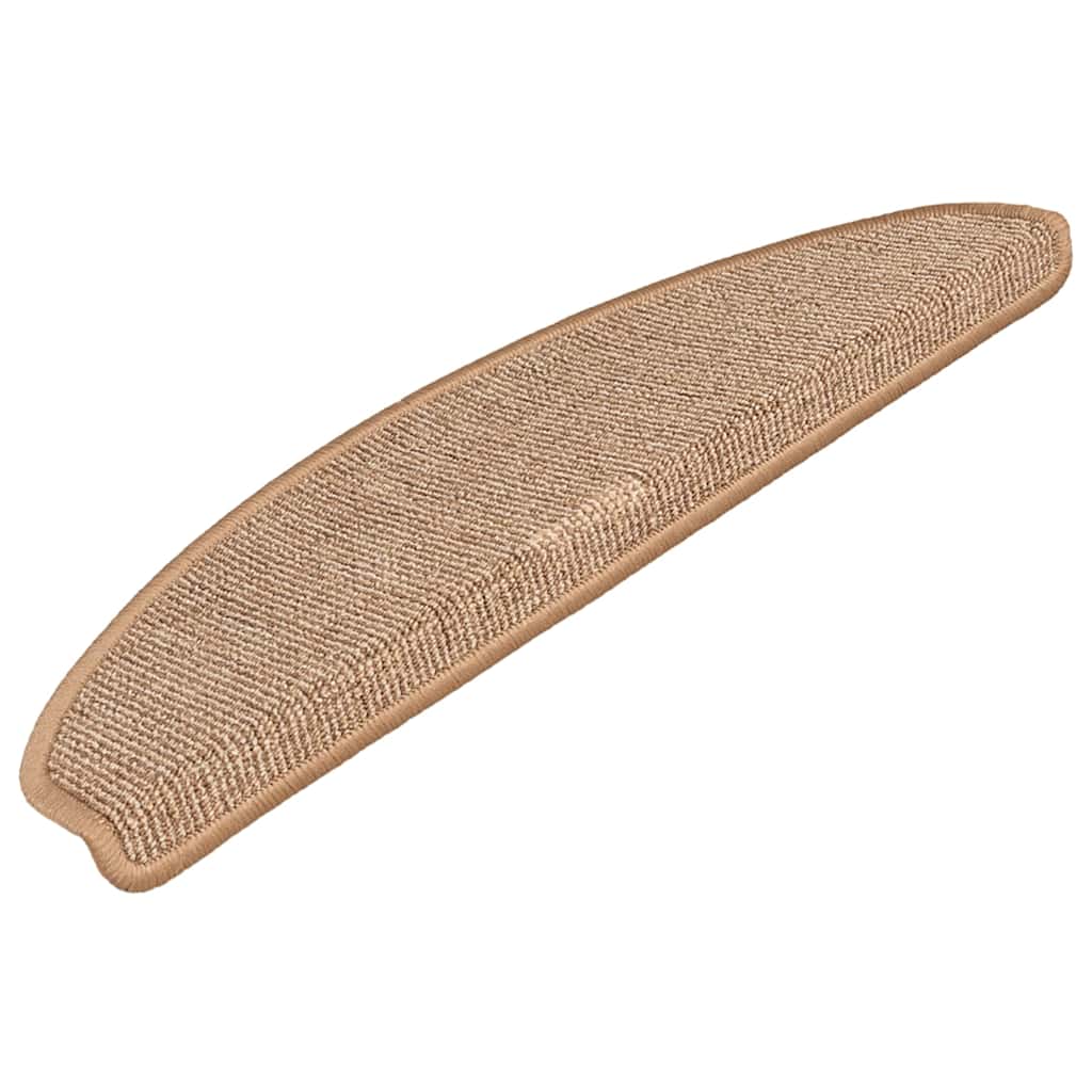 vidaXL Stair Mats 15 pcs 65x21x4 cm Light Brown Half Round Large 3