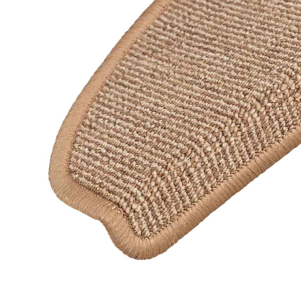 vidaXL Stair Mats 15 pcs 65x21x4 cm Light Brown Half Round Large 6