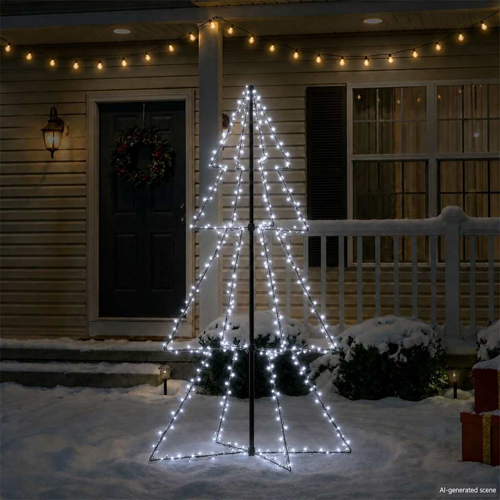 vidaXL Christmas Cone Tree | Cold white | Metal | 98 x 150 cm 3