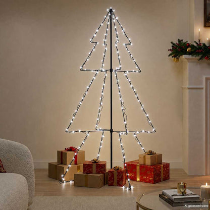 vidaXL Christmas Cone Tree | Cold white | Metal | 98 x 150 cm 1