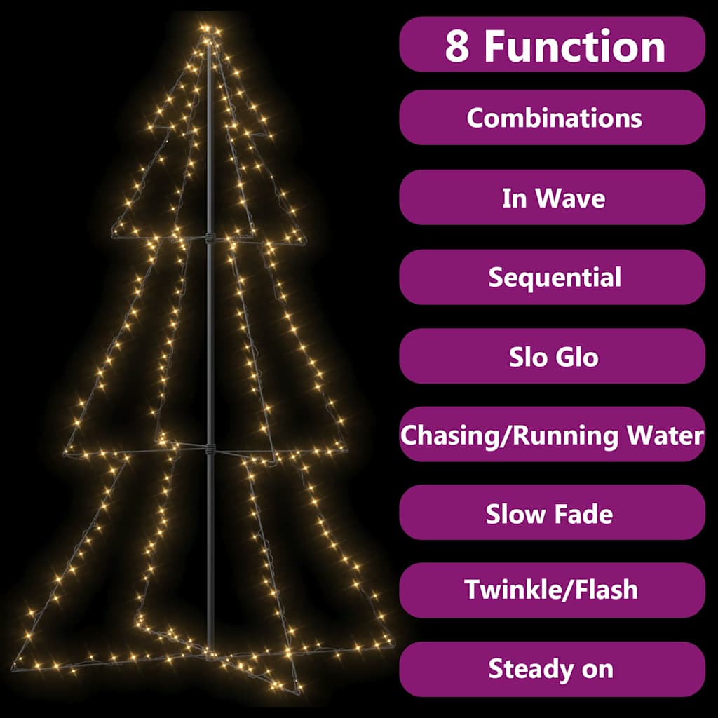 vidaXL Christmas Cone Tree | Warm white | Metal | Large | Decorative Inlays 4