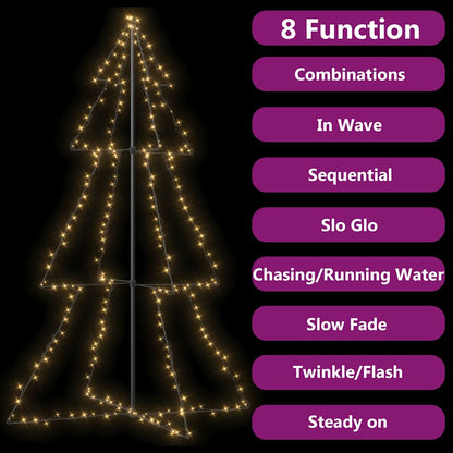 vidaXL Christmas Cone Tree | Warm white | Metal | Large | Decorative Inlays 4