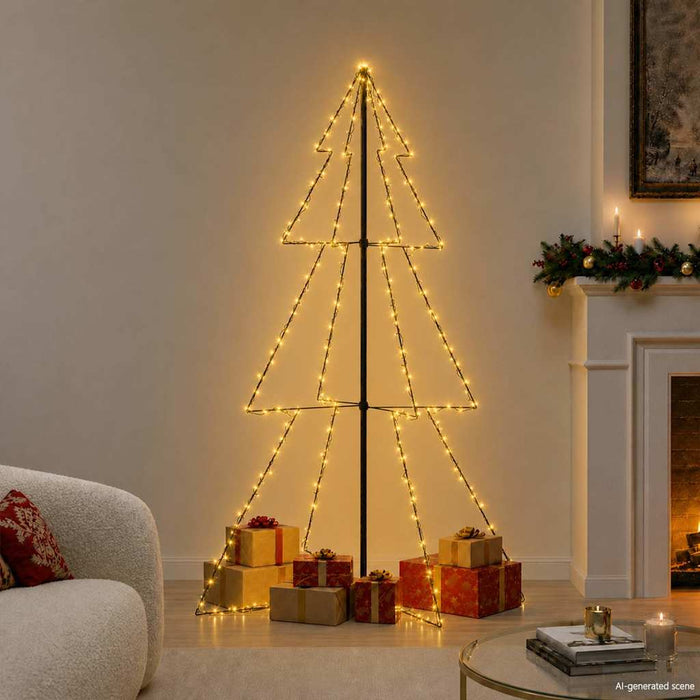 vidaXL Christmas Cone Tree | Warm white | Metal | Large | Decorative Inlays 1