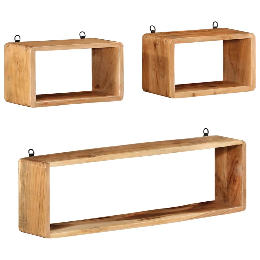 3 Piece Wall Cube Shelf Set Soild Mango Wood Solid acacia wood