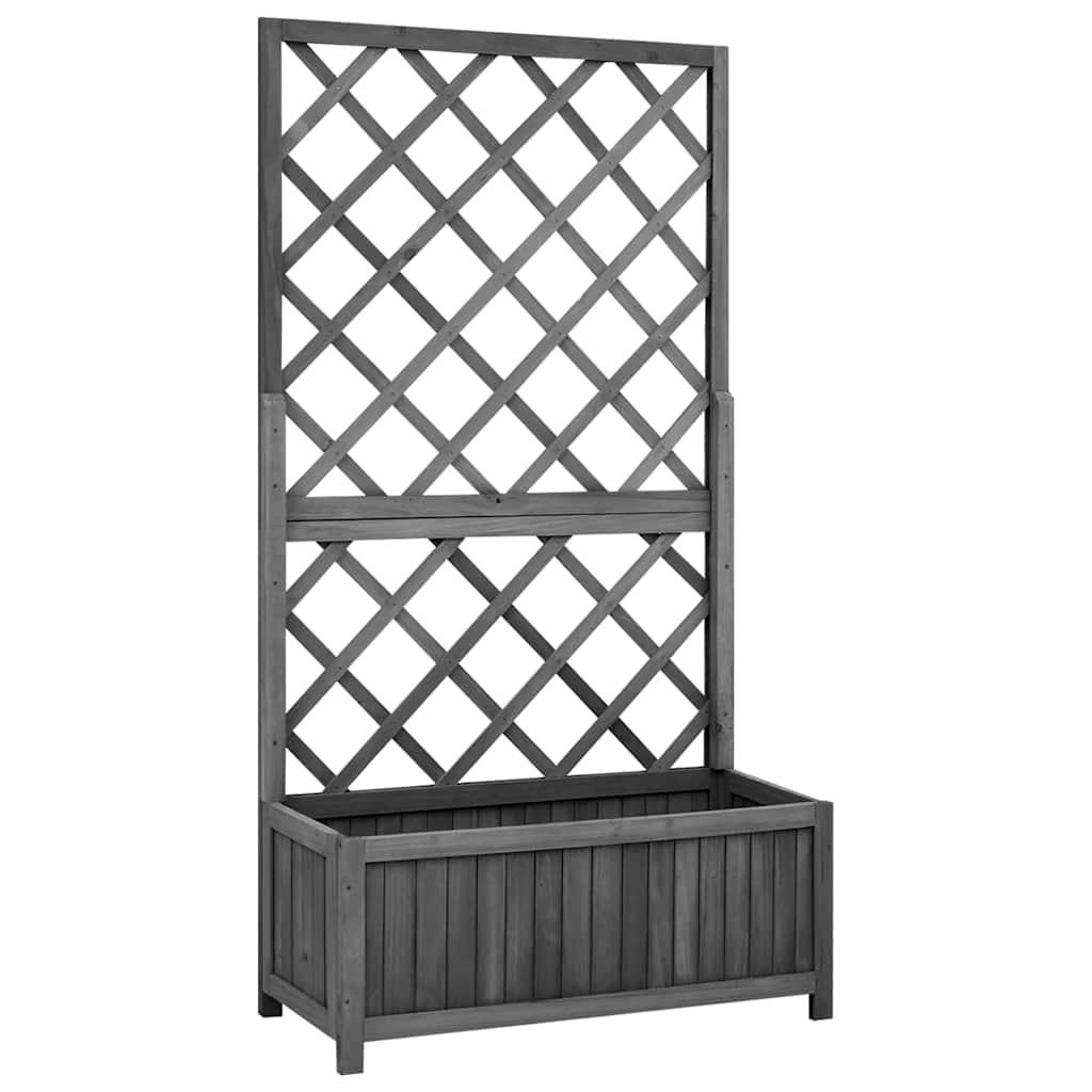 vidaXL Planter with Trellis Black 70x30x135 cm Solid Wood Fir 1