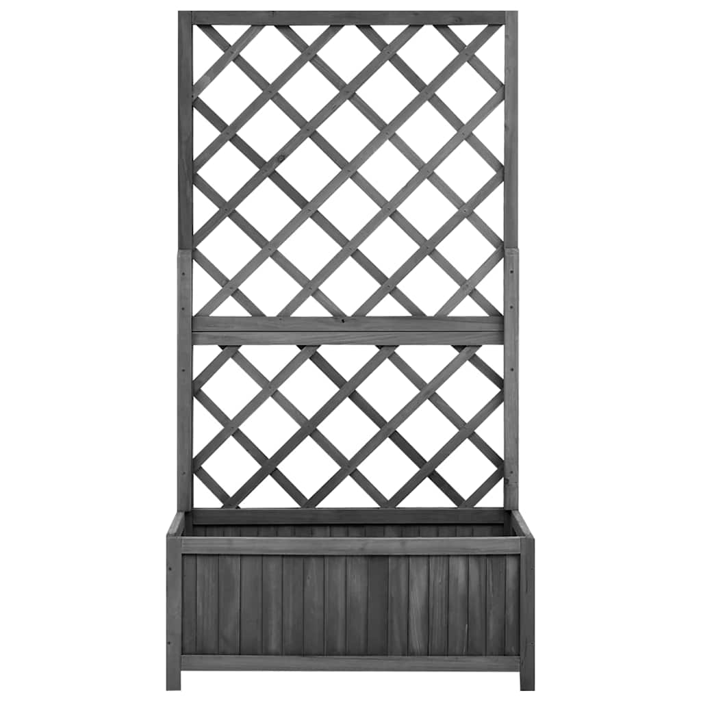 vidaXL Planter with Trellis Black 70x30x135 cm Solid Wood Fir 2