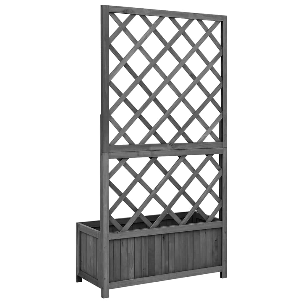vidaXL Planter with Trellis Black 70x30x135 cm Solid Wood Fir 4